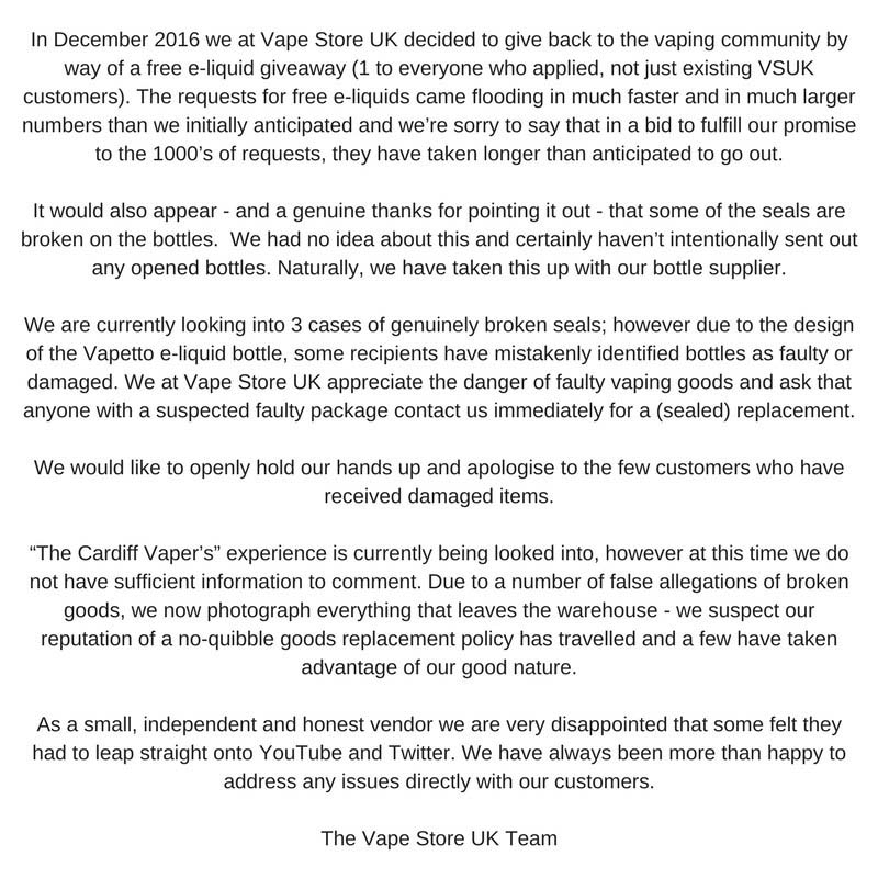 With Regards to Vape Store UK